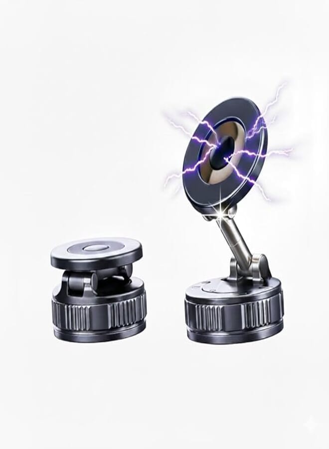 2025 Upgraded Magnetic Car Phone Holder with Vacuum Suction Cup, 360° Adjustable Dashboard Mount, Strong Magnet, One-Handed Anti-Shake Stand with Magnetic Ring for Mirror/Shower/Smooth Surface